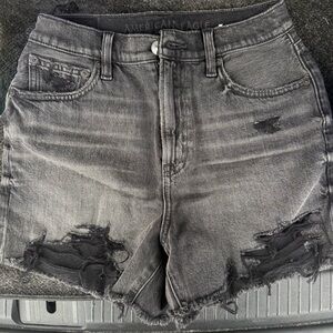 American Eagle Outfitters Women's Black Distressed Jean Shorts